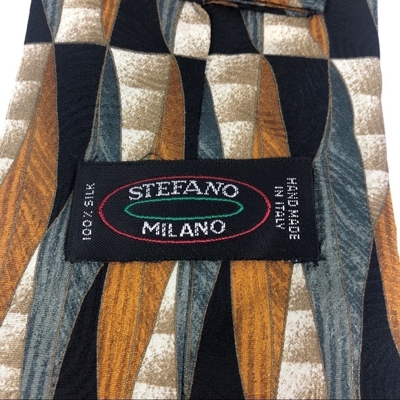 Stefano Milano Mens Tie, Gold Tan Silk Italy - Picture 5 of 5